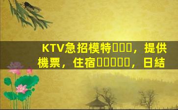 KTV急招模特，提供機票，住宿，日結